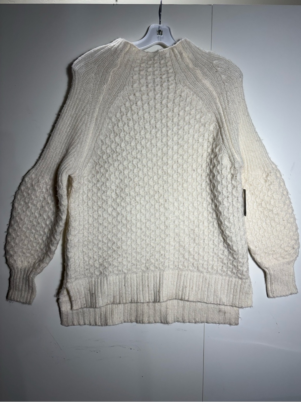 Anthropologie Cream Cable-Knit Scoop-Neck Sweater